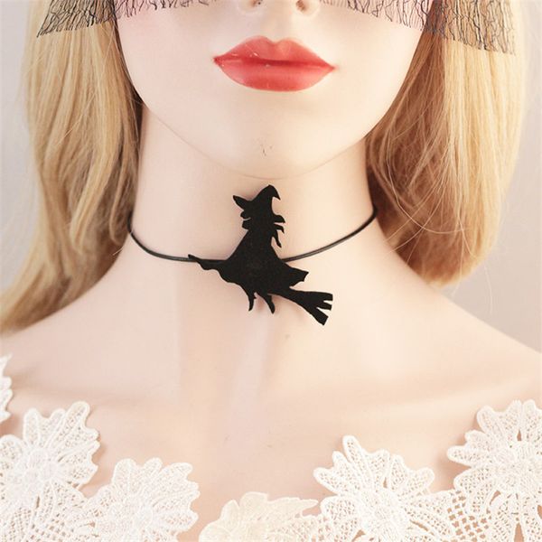 

doreenbeads fashion halloween choke necklace creative broom star witch bat pattern trendy jewelry for women accessories,1 pc, Golden;silver