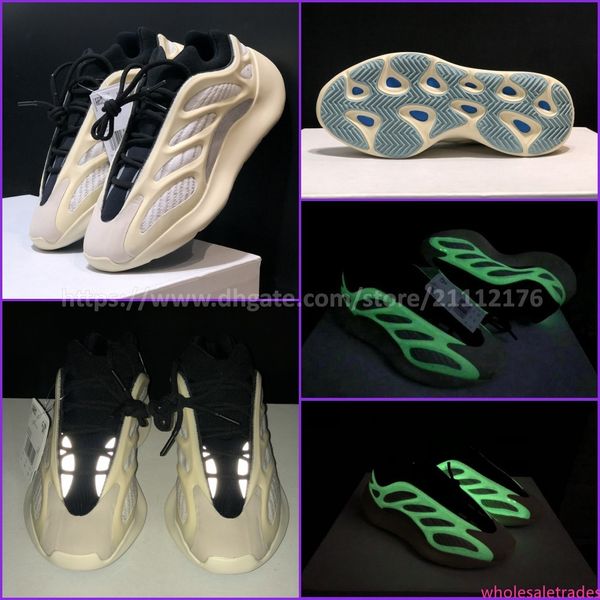 

azael 700 v3 designer glows in the dark luminous kanye west sneakers men womens 380 v3 alien running shoes