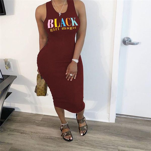 

sleeveless skinny ladies dresses casual solid color female clothes letters printed womens dresses summer designer, Black;gray