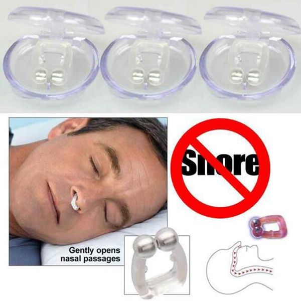 

silicone magnetic anti snore ssnoring nose clip sleep tray sleeping aid apnea guard night device with case