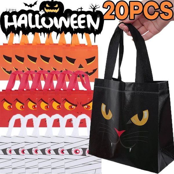 120pc Halloween NonWoven Treat Bags Pumpkin Ghost Bat Mummy Monster Cat Pattern Totes Bag Trick or Party Favor 260901