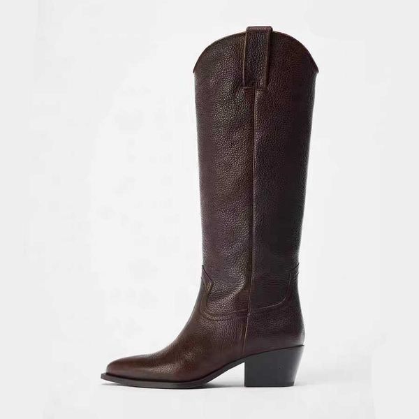 Boots Long Pointed Toe For Women Designer Chunky Heel Knee High Boots Autumn Winter Daily Women Shoes H260901