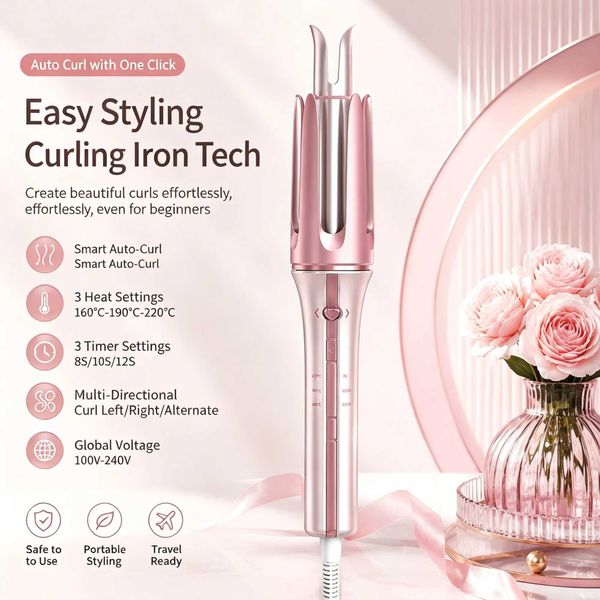 Auto Automatic Hair Curler Negative Ion Curling Iron Adjustable Temperature Big Wave Large Curl Portable Hair Styling for Women D260902