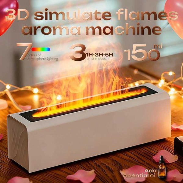 Flame New Aroma Diffuser Air Humidifier 7 Color Light Effects 3 Timer Settings Ideal for Office Home Essential Oil Diffuser D260902