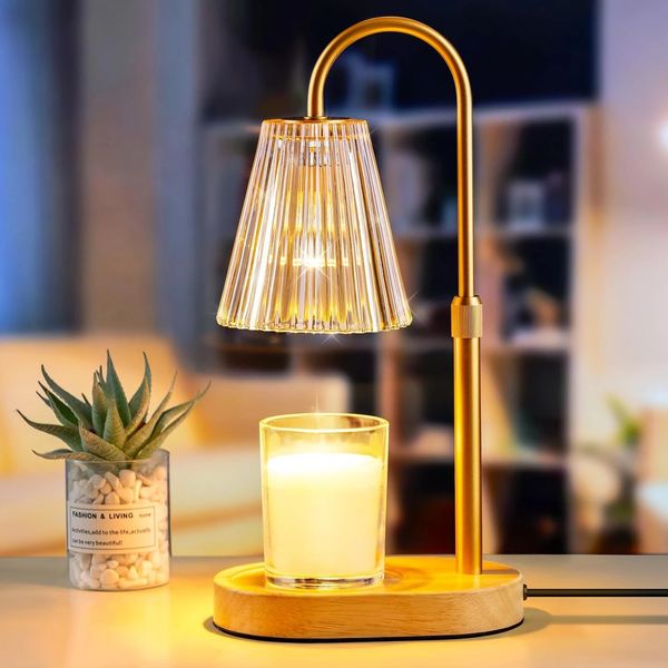 Candle Warmer Lamp with Timer Electric Candles Wax Warmers Glass Lamps for Jar Candles Adjustable Height and Dimmable 260901