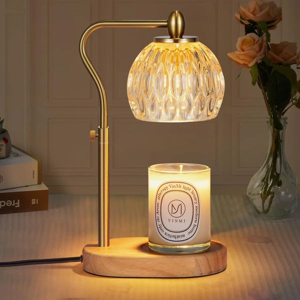 Retro Candle Warmer Table Lamp Aromatherapy Lamp with Timer Dimmer Height Adjustable for Scented Candles Home Bedroom Decor 260901