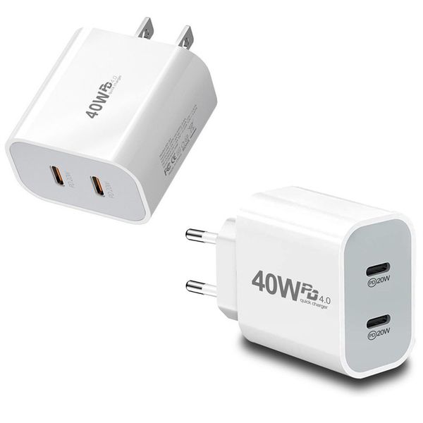 40W Dual Ports USB C Fast Wall Charger Type C Quick Charge Cellphone Fast Charging Travel Power Adapter For iPhone 18 17 16 15 14 Samsung S26 S25 Tablet Gaming