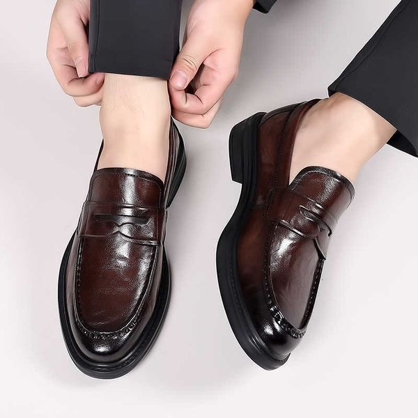 Shoes Leather Slip-on Italian Mens Business Dress Square Toe British Slip-on Formal Casual Loafer Oxford Shoes Wedding H260903