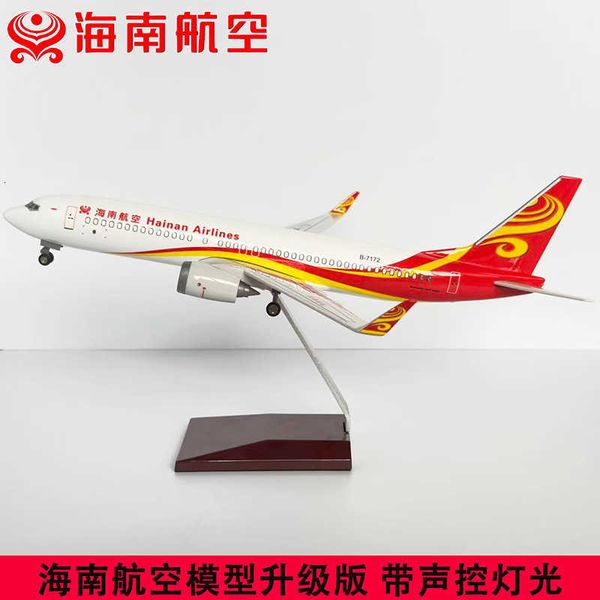 37cm illuminated Hainan Airlines 737 Boeing replica passenger aircraft model ornament gift collectible L260904RZX3