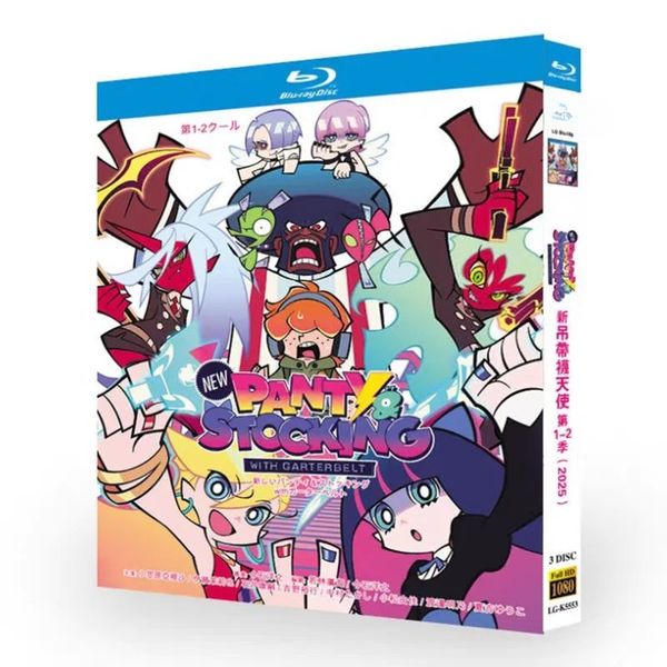 New Panty and Stocking with Garterbelt Seasons 1-2 Blu-ray Box Set with Traditional Chinese English Korean Japanese and Thai