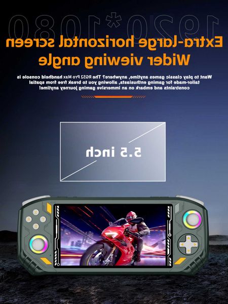 RG52 Pro Max Android 13 Retro Handheld Game Console 5.5 Inch I 6G+128G Dual-Band WIFI BT5.0 Video Player Game 5000mAh D260907