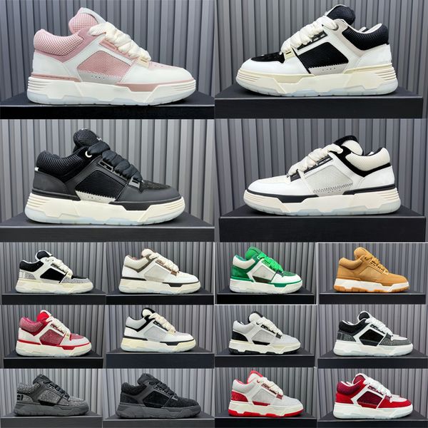 Designers Top Quality fashion Casual leather Sneakers ma1 2 men women Platform Low top lacing shoes Black and white green powder Trainers