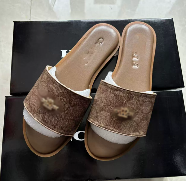 Trendy Logo Print Flat Slides Chic One-Strap Slip On Sandals for Women Perfect for Summer Vacation Street Style