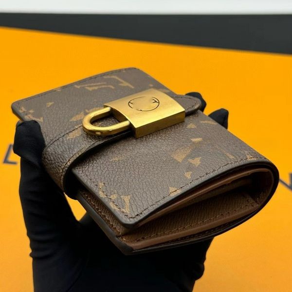 New Genuine Leather Lock Wallet designer wallet men Multifunctional Fashion Versatile Coin Purse Foldable Compact Wallet