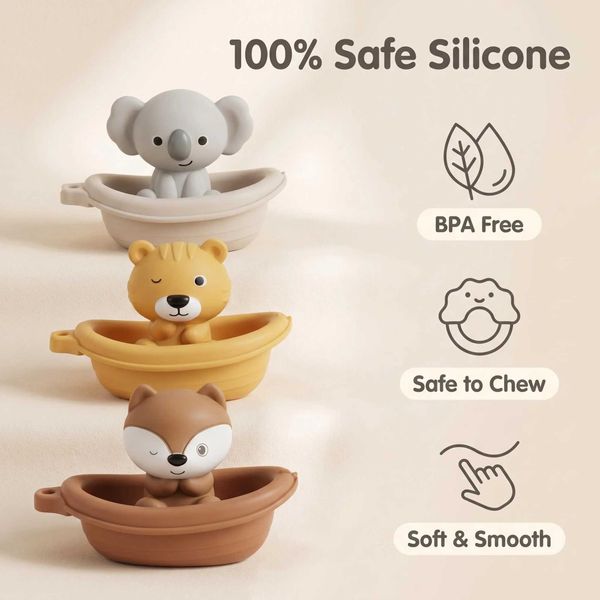 Silicone Baby Bath Toys Set - Sensory Water Play for Bathtub Pool Shower Encourages Toddler Pretend Play and Early Developme Z260907