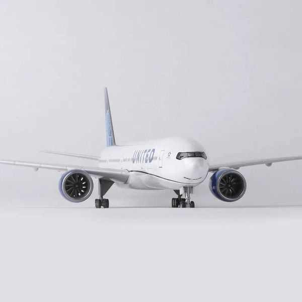 Diecast Resin 47CM 1 130 Scale Model B777 United Airlines Airplane Kids Toys With Light Collection Display Gift Z260908