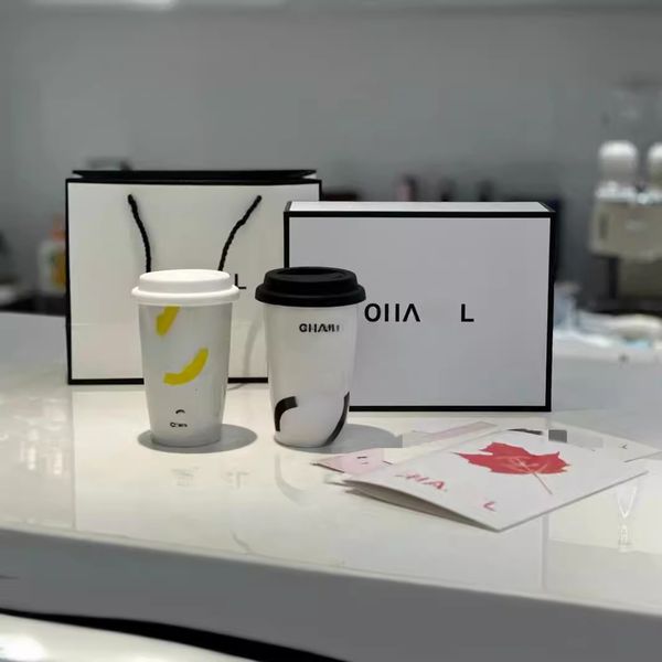 Designer Coffee Cup, Double-Layer Ceramic Hand-Held Milk Tea Couple's Pair Portable Insulated