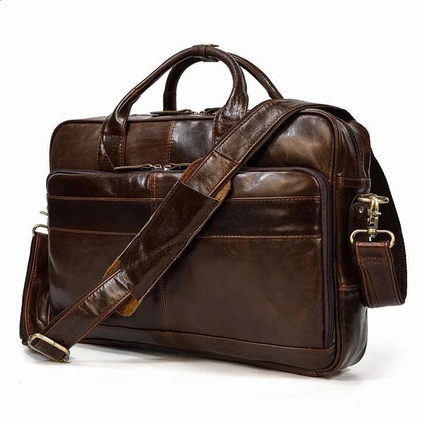 Retro Genuine Leather Briefcase for Men 156" Laptop Bag Business Work Tote Casual Document Messenger 260905