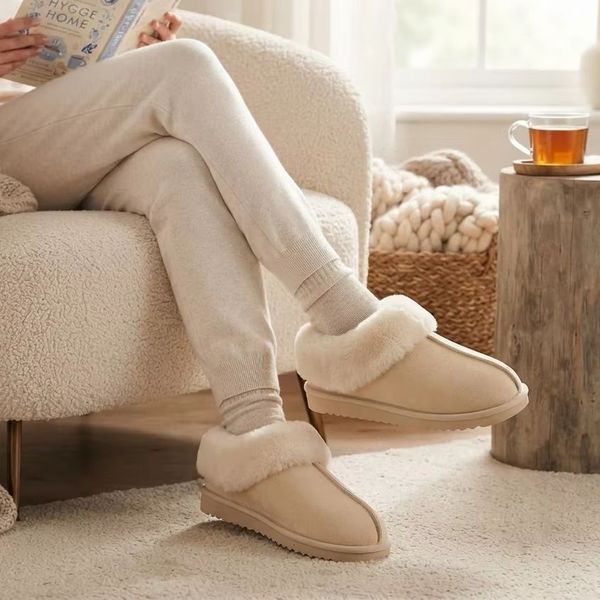 Asgard Winter Suede Fur Lining For Women Indoor Non-slip Memory Foam Cotton Shoes Lady Cozy Casual Plush Houes Slippers