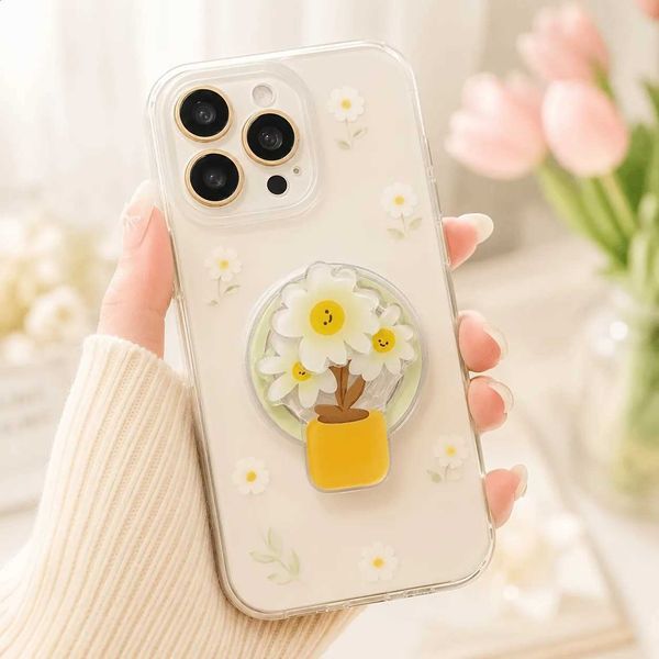 Suower Flower Pot Magnetic Cute Grip Stand Foldable Desktop Holder for Fits iPhone 18 17 16 15 14 13 12 11 J260907