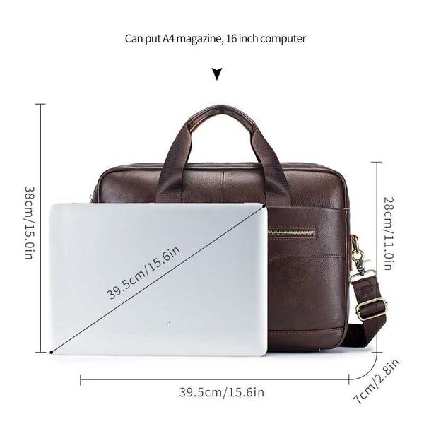 Designer Briefcase Men's Genuine Leather Luxury 15.6 Inch Laptop Bag Business Off Handbag Cputer Bag J260908