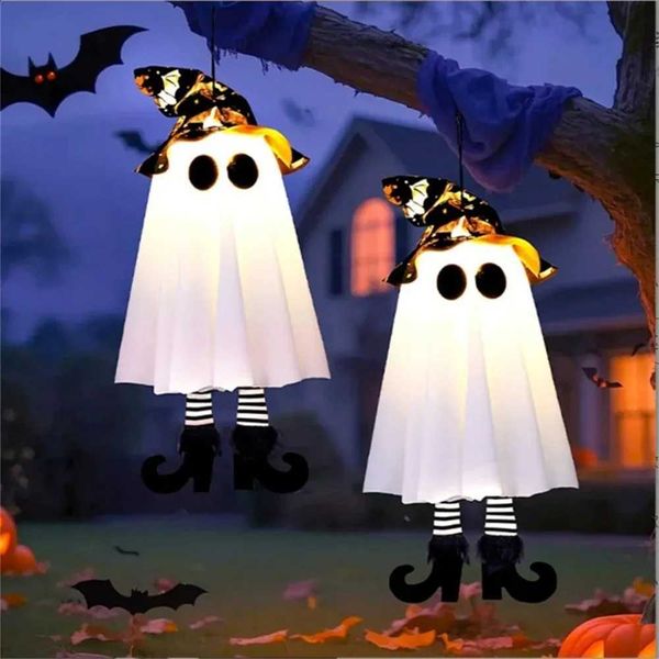 Hanging 1/2/3pcs Halloween Ghost Witch LED String Lights Outdoor Eaves Decoration Spooky Hanging Pendant for Party Yard Decor J260910
