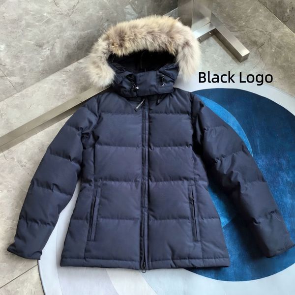 Women Designer Long Down Coat, Fur Collar Large Pockets Thermal Winter Outerwear Doudoune Femme