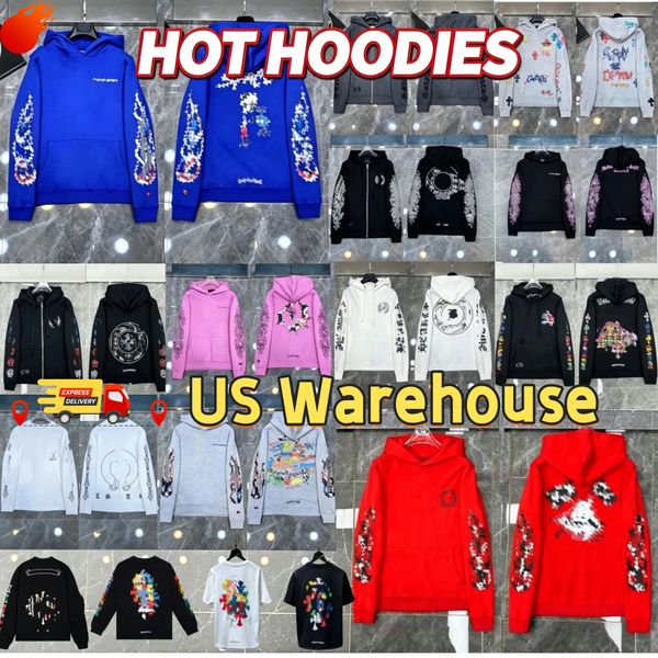 chrom long sleeve hoodie designer mens hoodies sweatshirts men women oversized zip up graphic sweatshirt y2k hip hop streetwear loose fit pullover hooded jacket