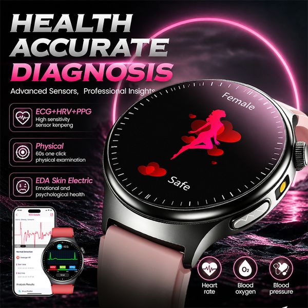 New Women's Health Diagnosis Nursing Smart Watch ECG+HRV Composition EDA Emotion BP Blood Oxygen Temp BT Call Smartwatches J260911