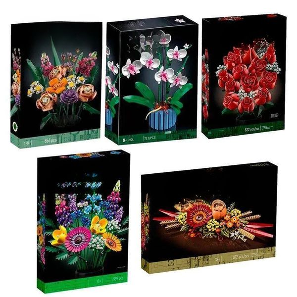 2026 New Mystery Box Toy 6 Types Bouquet Eternal Flower Roses Orchid Succulents Building Collectible Blocks Bonsai Botanic Assemble Bricks Toys