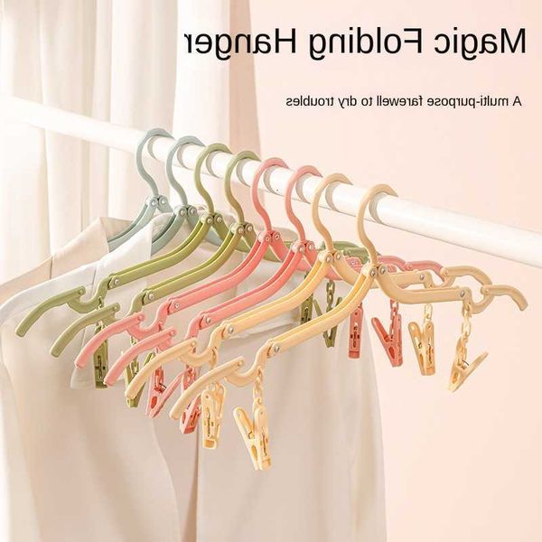 Travel Folding Hotel Hanger Multi-Purpose Compact Drying Portable With Socks Clip #3932 L260914