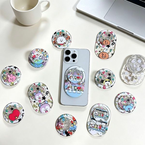 BTS BT21 Jungkook Kpop Designer Phone Grip Stand Magnetic Holder Cute Idol Fan Merch Mobile Phone Accessory Luxury Birthday Gift For Girls Women