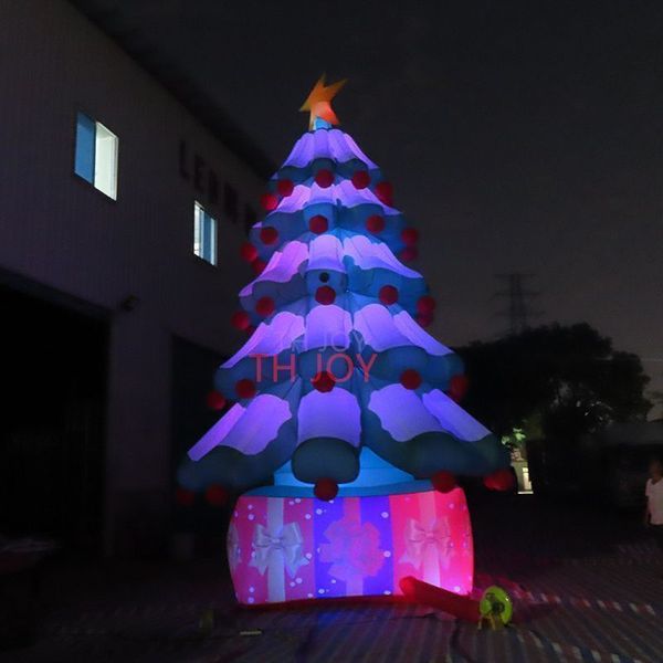 Inflatables outdoor games activities 8m height custom inflatable Christmas tree balloon with LED light for advertising
