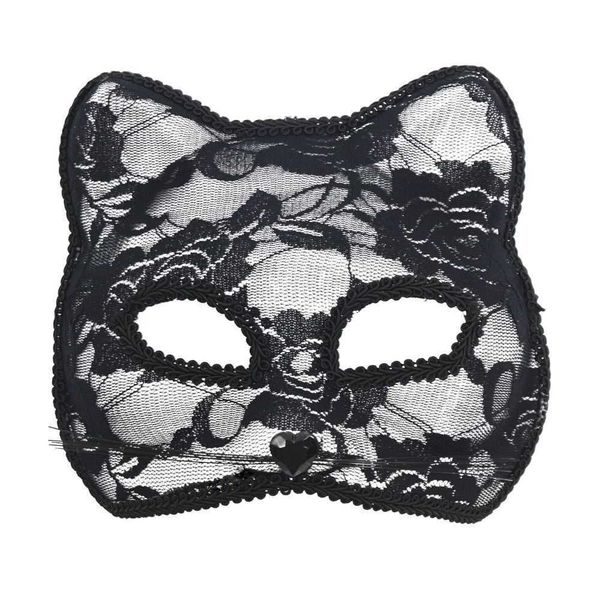 Face Cat Masquerade Mask Costume Accessories Black White Lace Women Fun Prop Party Cosplay Event S260915DSXN