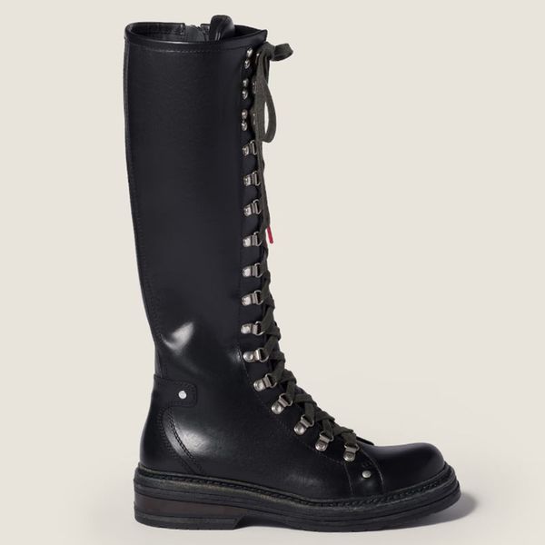 Lace-up boots designer womens woman knee high 26ss new motorcycle winter women tall antiqued leather hiking footwear