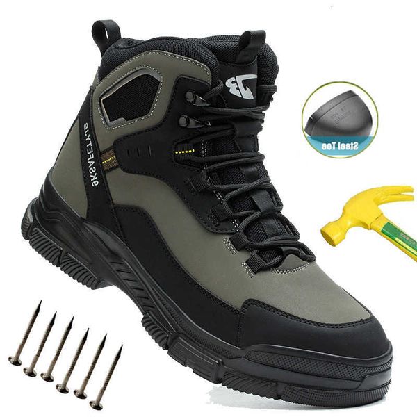 Man Safety Shoes Puncture-Proof Work Sneaker Waterproof Steel Toe Boots Indestructible Lightweight D260917
