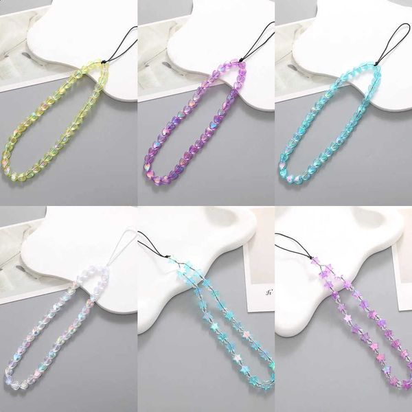 Chain Pendant Phone Star Beaded Anti-Lost Sparkling Heart Beaded Phone Strap Colorful Y2K Mobile Phone Lanyard ChainW260917