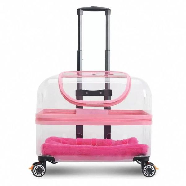Dog Crate Leak Proof Transparent Capsule Pet airline approved carrier Large Lightweight Trolley Suitcase For Outdoor Cats Dogs Transport Box 1