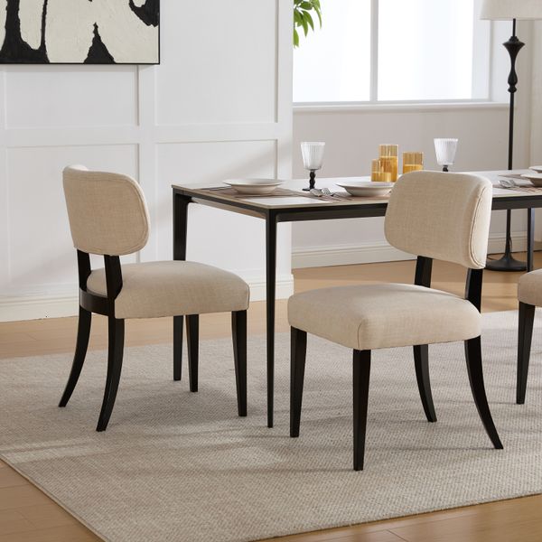 Wooden Chairs Set of 2, Modern Fabric Upholstered Farmhouse Dinner Chair for Kitchen Dining Room