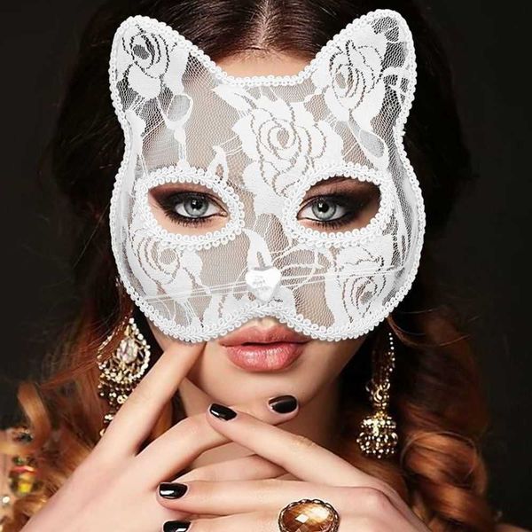 Masks Cat Face Masquerade Party Mask Black White Lace Costume Accessories Fun Prop Women Cosplay Event H260921