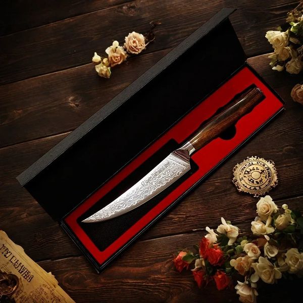 Damascus Steel Steak Multi-Purpose Knife VG10 Is Super Sharp With Ebony Handle - Razor-Sharp Durable Blade For Kitchen 260920