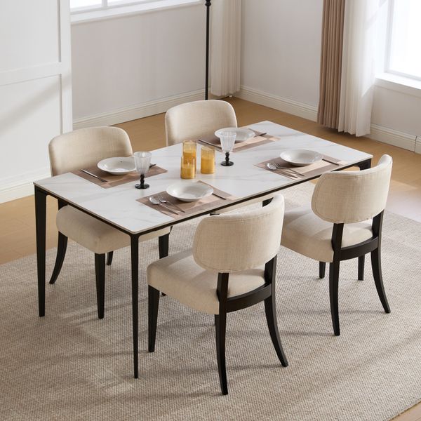 NEW Wooden Chairs Set of 2, Modern Fabric Upholstered Farmhouse Dinner Chair for Kitchen Dining Room