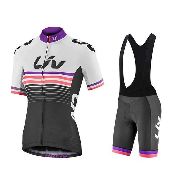 Women's Cycling Jersey Sets LIV Sportswear Set Summer Bib Slim Short Top Sponge Pad Pants N260923