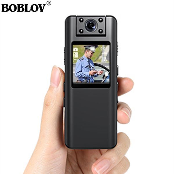 Boblov A22 1080P HD Infrared Night Vision Mini with LED Screen Small Camcorder 180 Angel Bodycam Police Cam Bike Camera 26Y0923