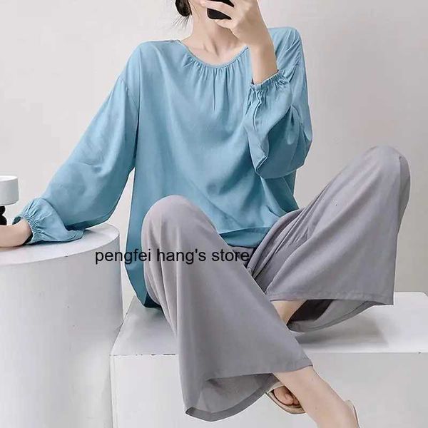 Women New Arrival home clothing Long Sleeve Pajama Set Simple Soft Comfortable Casual Loungewear Sleepwear Suit for WearW260923W260924