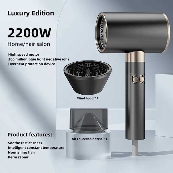2026 New High Speed Hair Dryer 2200W High Power Fast Drying Blue Light Negative Ion Temperature Control Silent Home Hair Dryer S260924CDUD