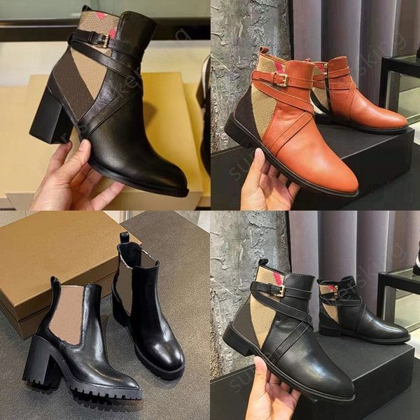 Designer Striped Boots ltaly Luxury Brand Women Calfskin Ankle Ms House