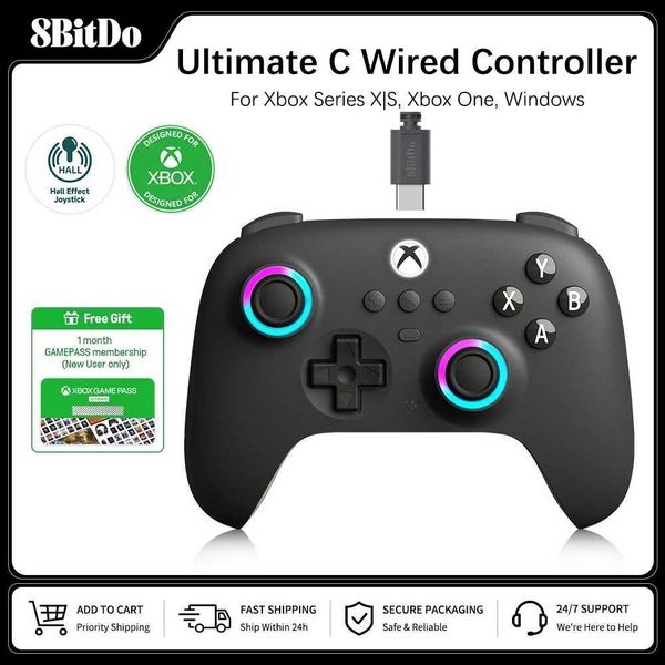 Game Controllers Joysticks 8BitDo Ultimate C Wired Game Controller for Xbox Series X/S Xbox One with RGB Lighting Hall Effect Joysticks for Windows 10/11 H260927