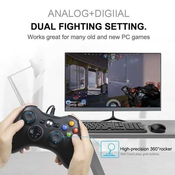 Game Game Controllers Joysticks Wired Controller for Xbox 360 with Dual-Vibration Joystic Cpatible with Xbox 360/360 Slim PC Windows 7 8 10 11W260929
