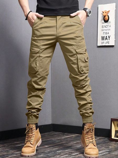 

WOZK workwear pants men's 2026 new summer trendy brand casual pants drawstring straight leg pants, Dark grey